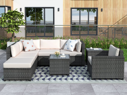 8-Piece Rattan Sectional with Cushions l PE Wicker