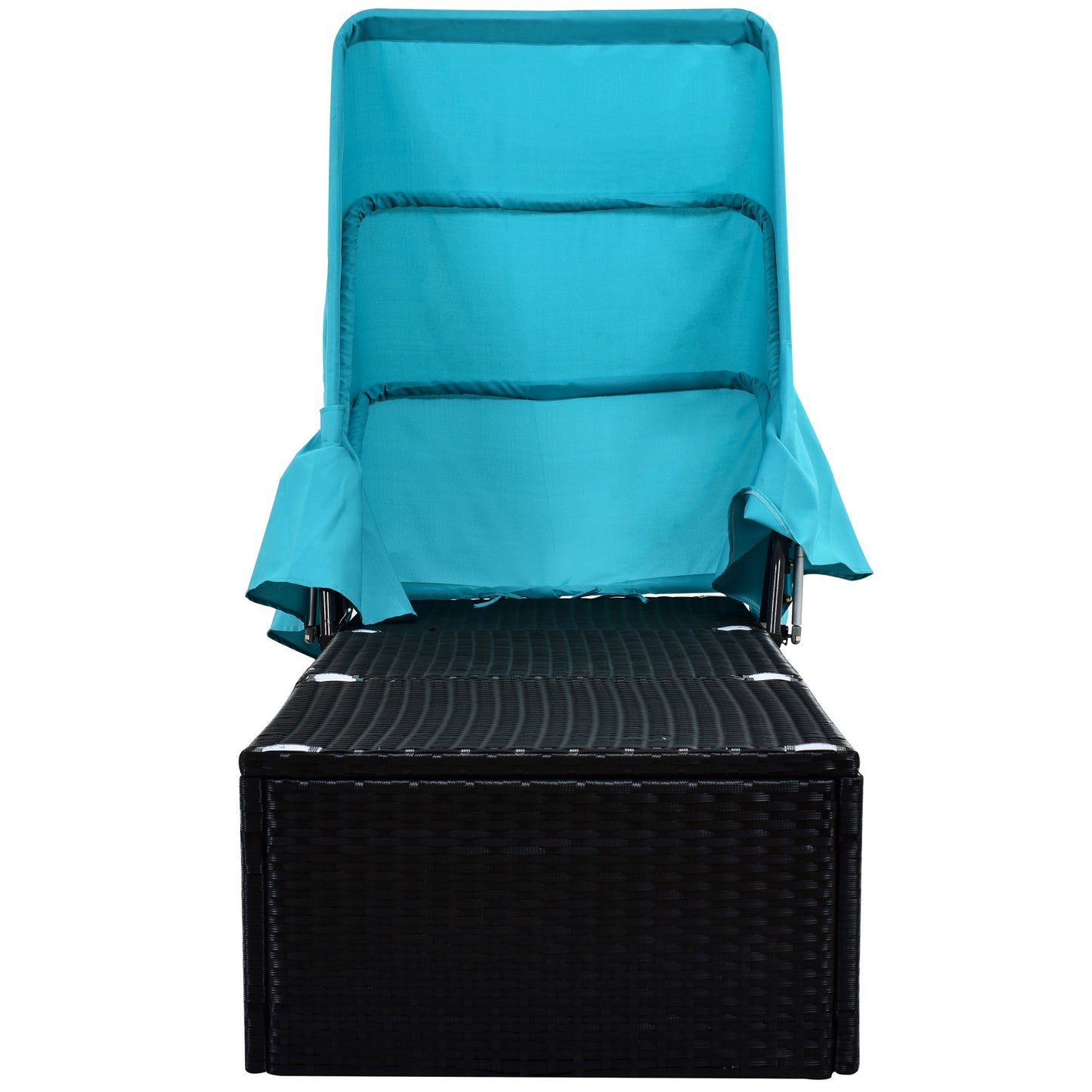 Reclining Single Chaise Lounge with Cushions, Canopy and Table