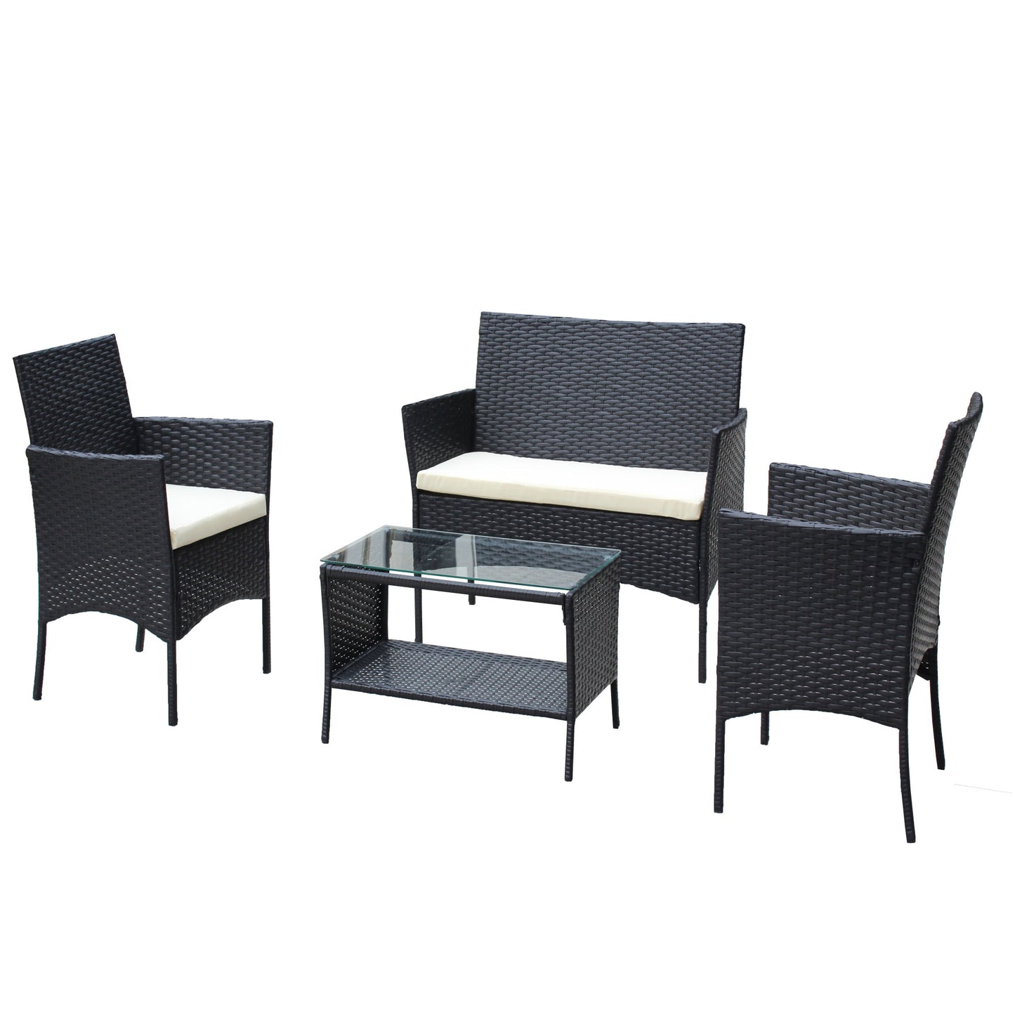 4 PC Rattan Patio Furniture Set Outdoor