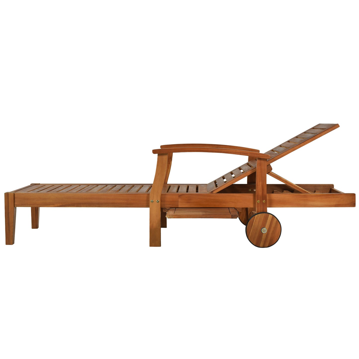 Outdoor Solid Wood 78.8" Chaise Lounge Patio Reclining Daybed with Cushion; Set of 2