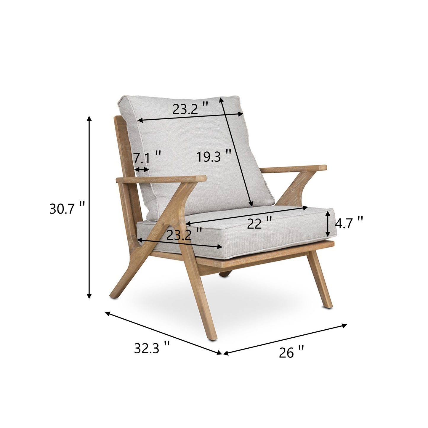 Set of 2 Outdoor Acacia Wood Chair Set with Soft Cushion Seat