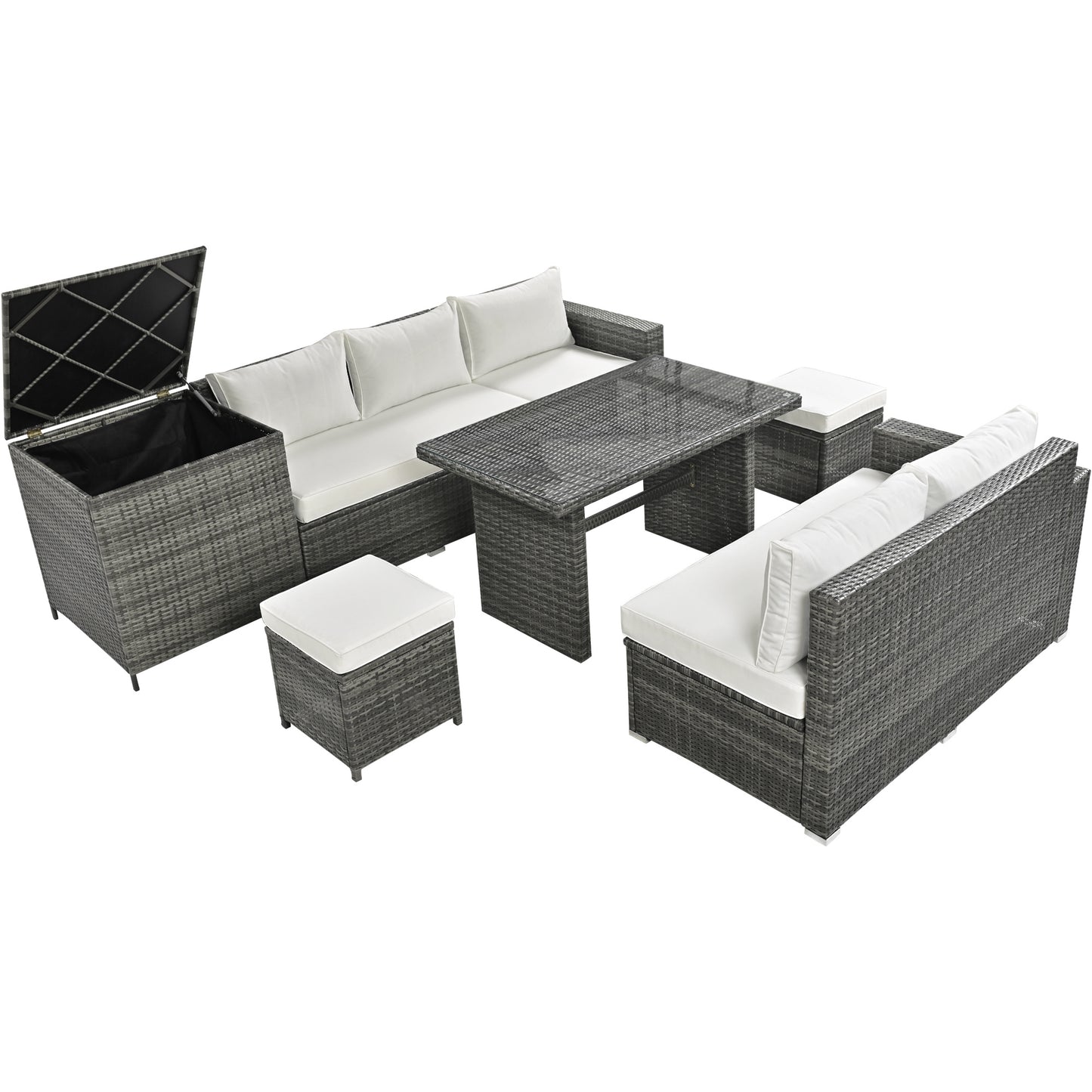 6-Piece All Weather PE Rattan Sofa Set with Pillows and Cushions
