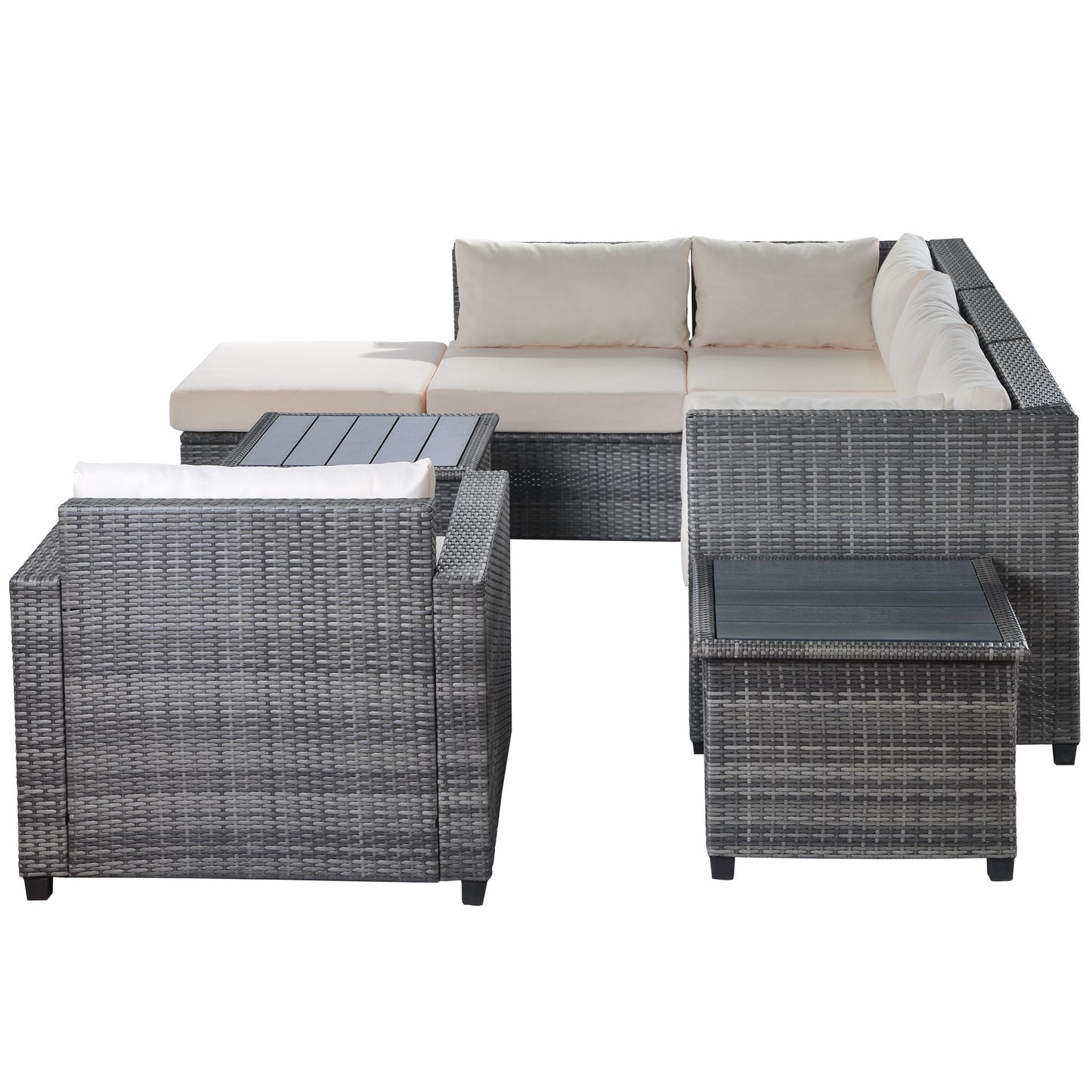 8-Piece Rattan Sectional with Cushions l PE Wicker
