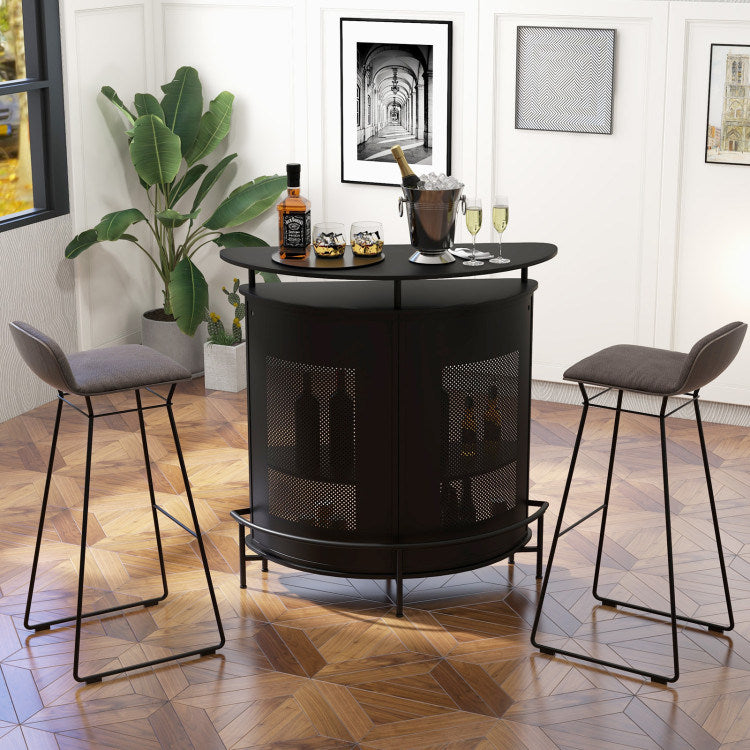 4-Tier Liquor Bar with 3 Glass Holders and Storage Shelves