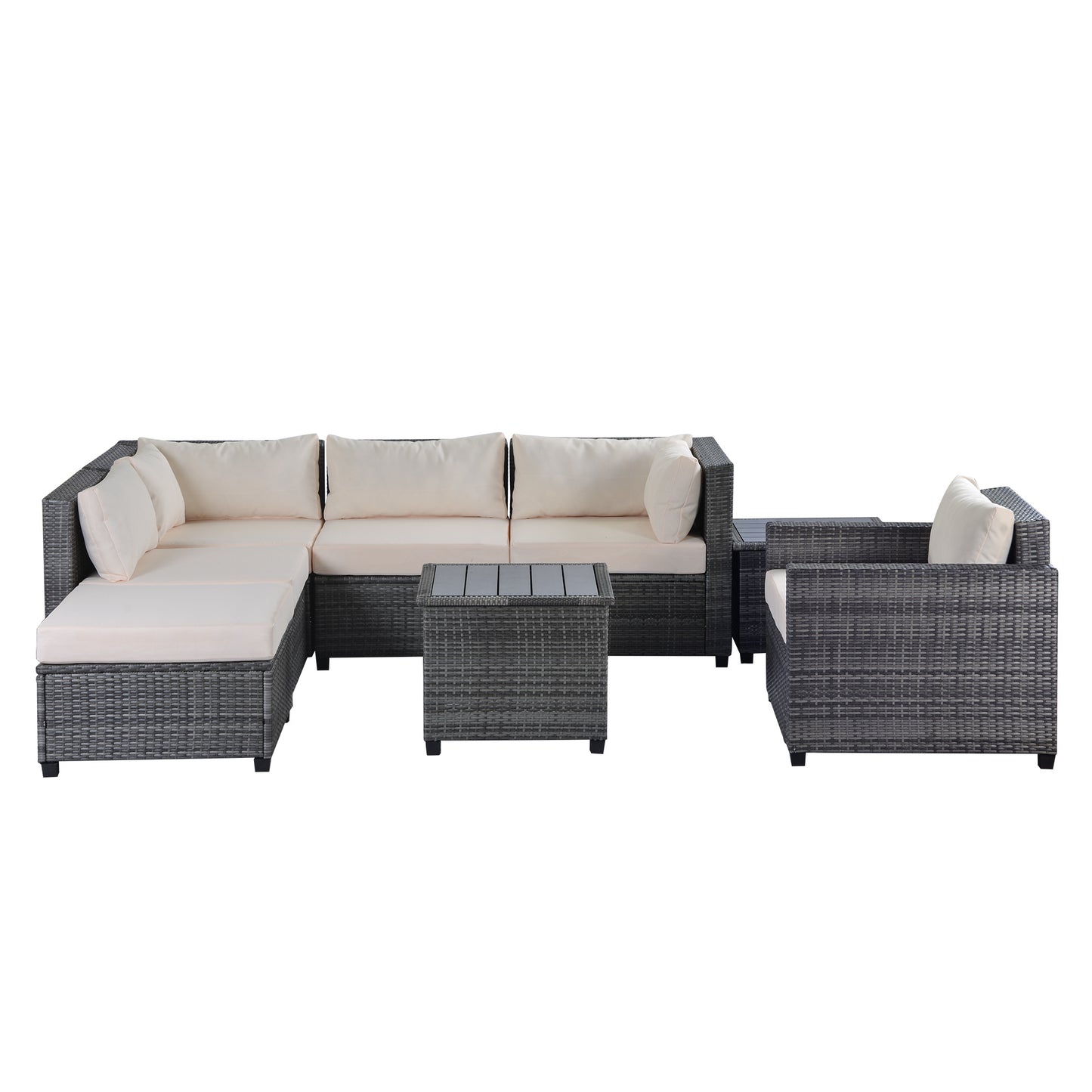 8-Piece Rattan Sectional with Cushions l PE Wicker