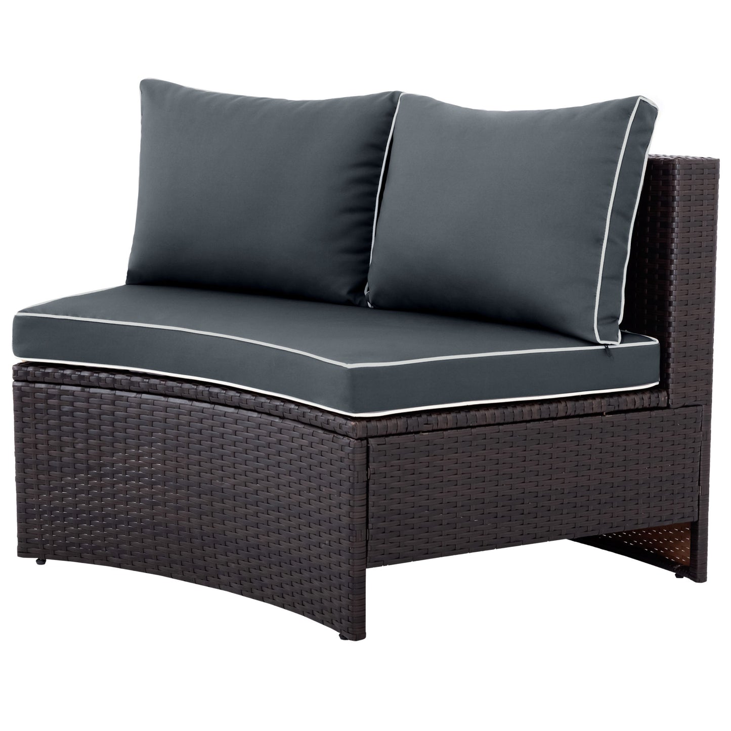 6-Piece Half Round Patio Rattan Sofa Set l PE Wicker