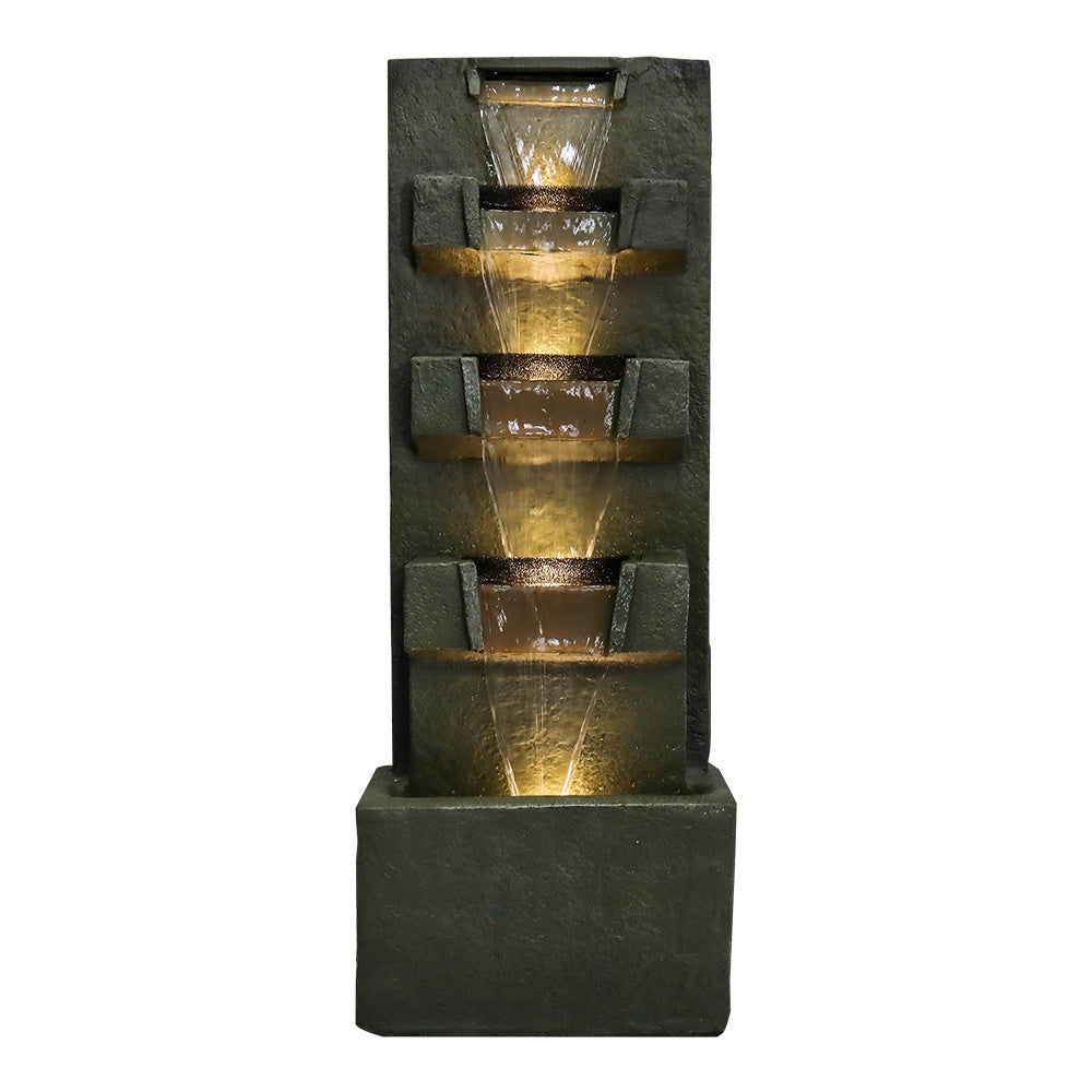 39.3inch High Concrete Modern Water Fountain with LED Lights