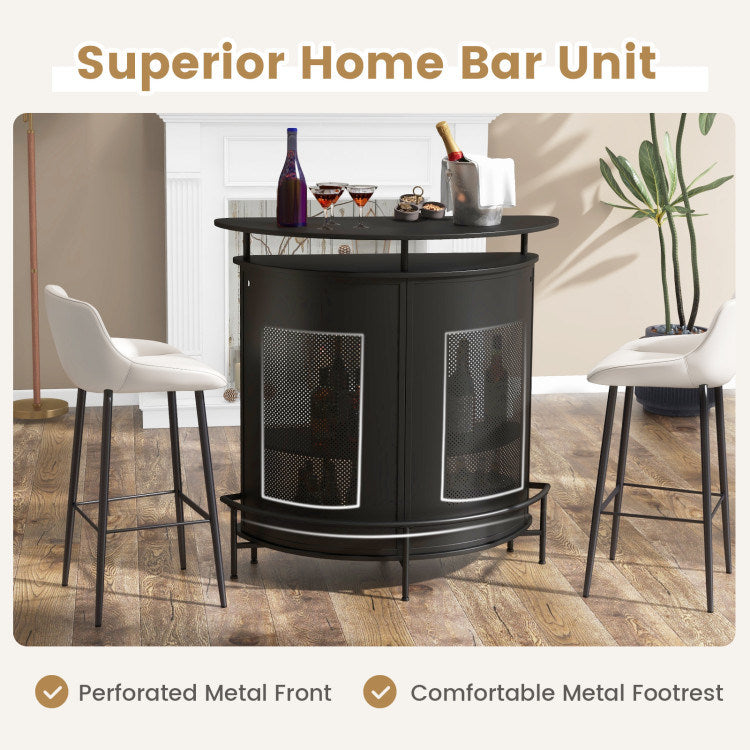 4-Tier Liquor Bar with 3 Glass Holders and Storage Shelves
