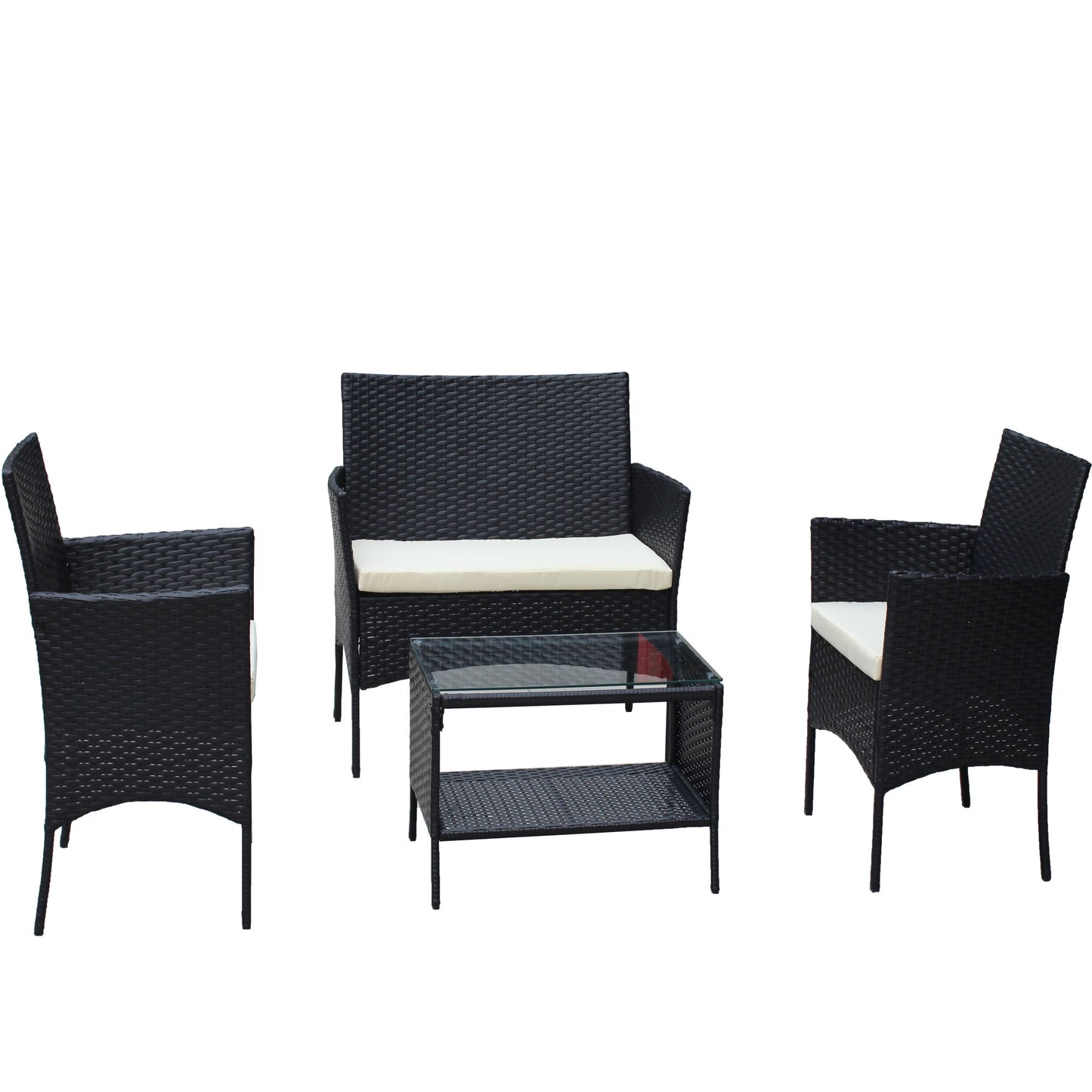 4 PC Rattan Patio Furniture Set Outdoor