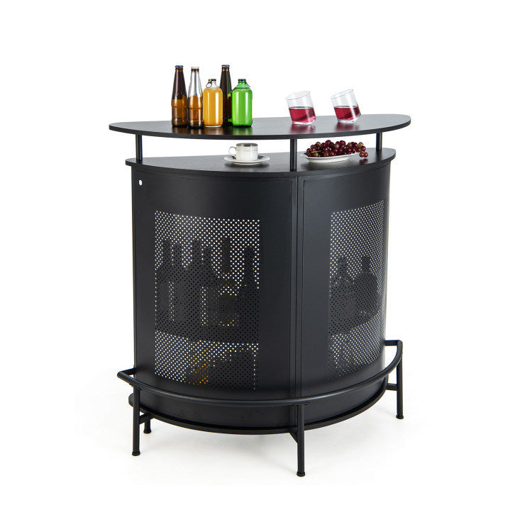 4-Tier Liquor Bar with 3 Glass Holders and Storage Shelves