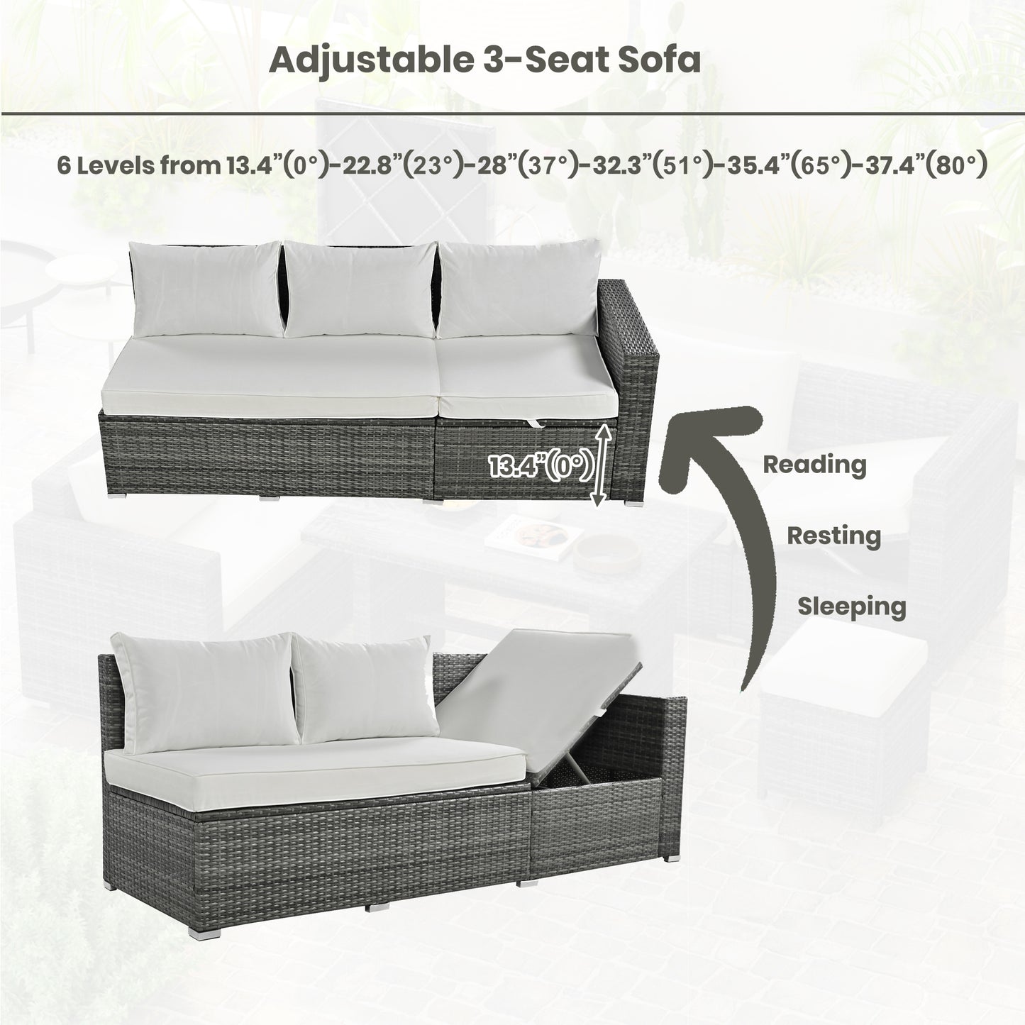 6-Piece All Weather PE Rattan Sofa Set with Pillows and Cushions