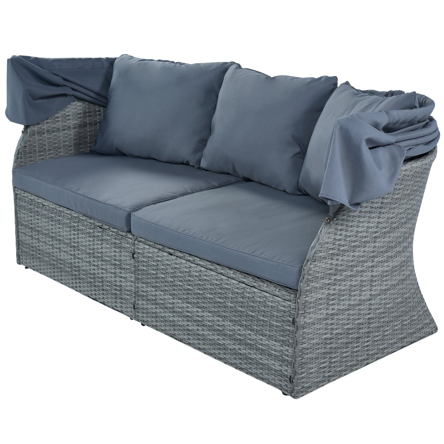 Outdoor Patio Furniture Set Sunbed with Retractable Canopy