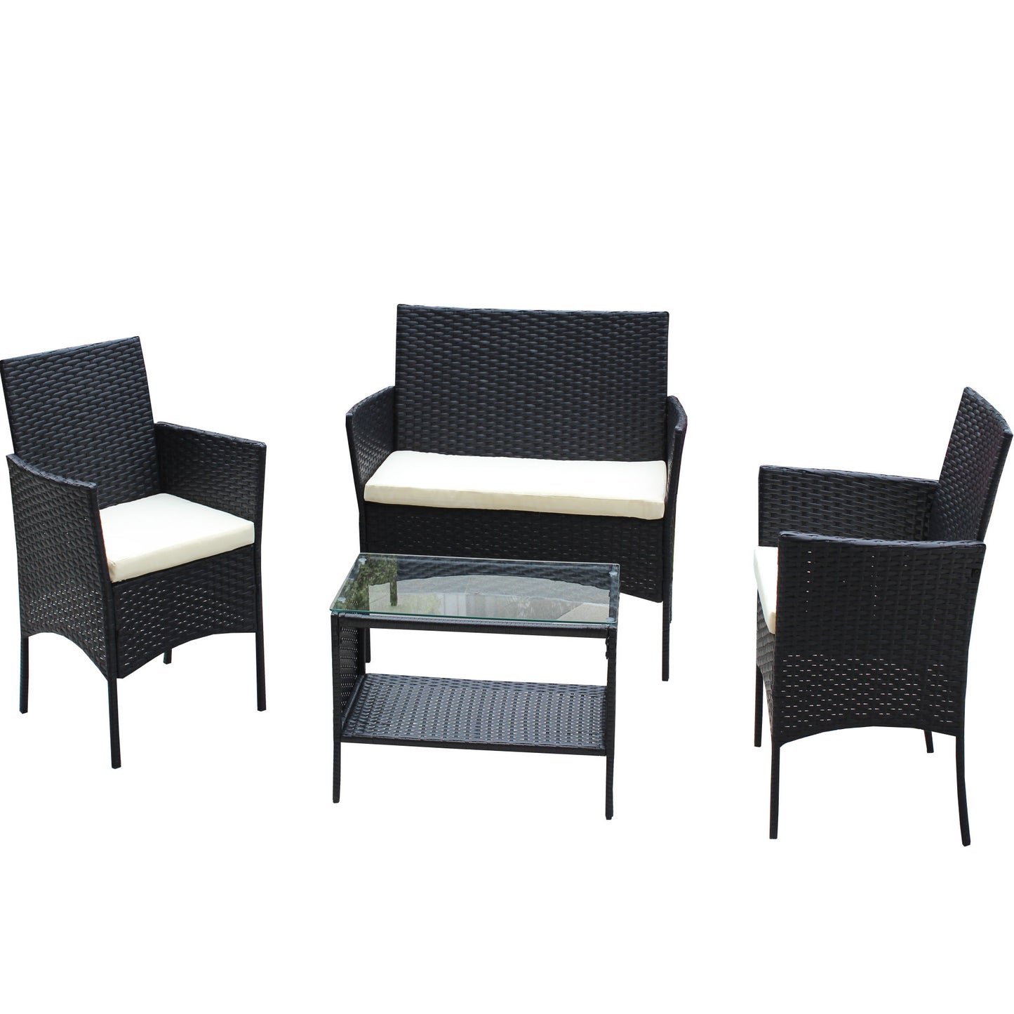 4 PC Rattan Patio Furniture Set Outdoor