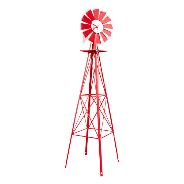 8FT Garden Windmill Red